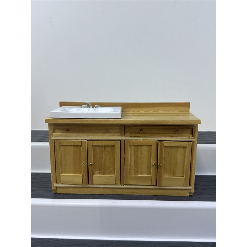 Dollhouse Miniature Oak Kitchen Counter Top Cabinet Furniture 1:12 Scale